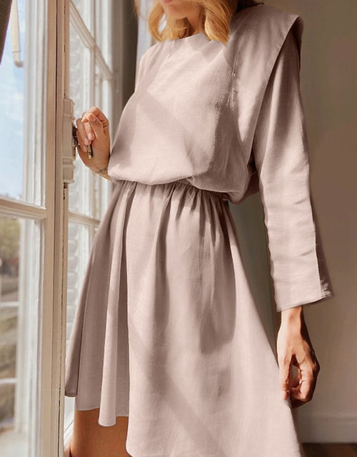 Load image into Gallery viewer, Round Neck Long Sleeve Mini Dress
