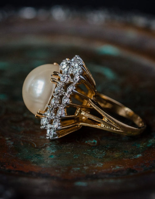 Load image into Gallery viewer, Vintage Austrian Crystal Women's Statement Cocktail Ring 18k Yellow Gold Electroplated Made in the USA by PVD Vintage Jewelry
