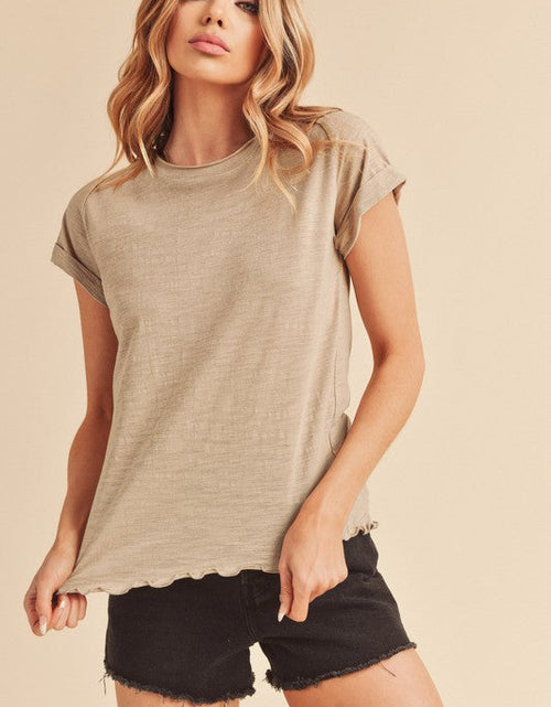 Load image into Gallery viewer, Aemi + Co Lettuce Edge Round Neck Short Sleeve T-Shirt
