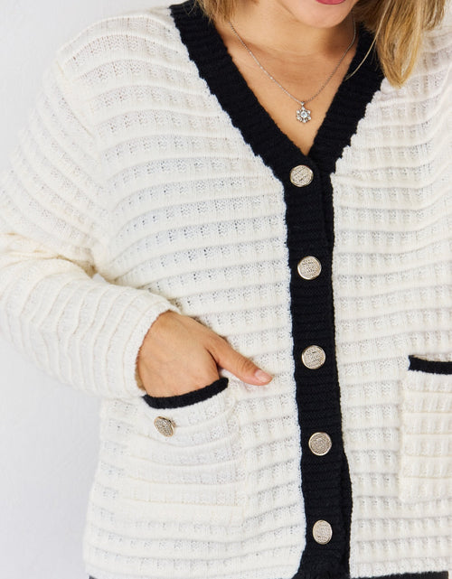 Load image into Gallery viewer, Contrast Trim Button Up Cardigan
