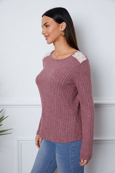 Load image into Gallery viewer, Lace Detail Long Sleeve T-Shirt
