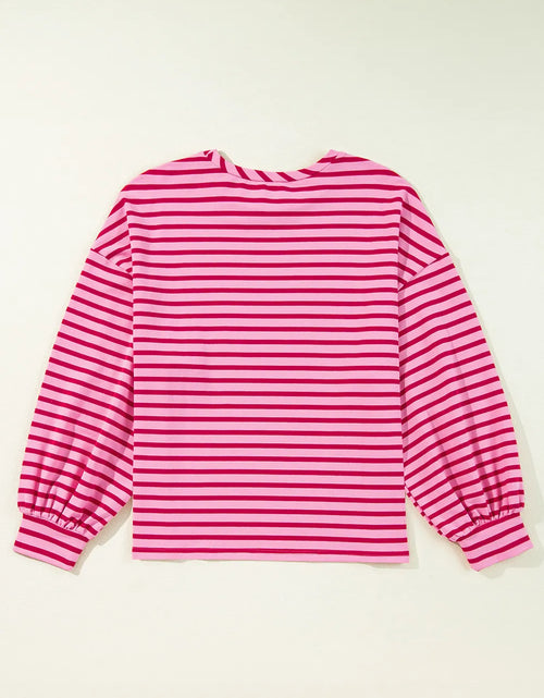 Load image into Gallery viewer, Striped Round Neck Long Sleeve Sweatshirt
