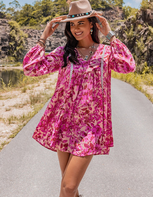 Load image into Gallery viewer, Long Sleeve V-Neck Mini Dress
