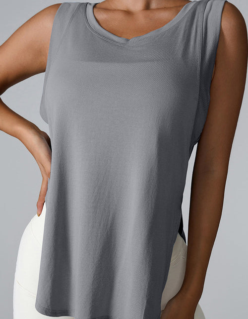 Load image into Gallery viewer, Slit Round Neck Active Tank
