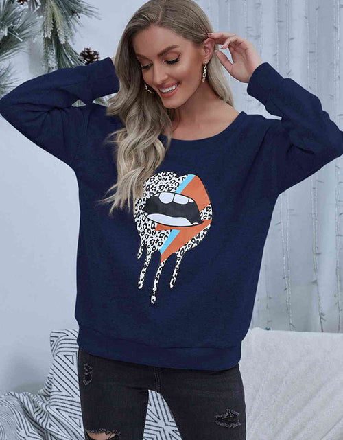 Load image into Gallery viewer, Lip Graphic Round Neck Sweatshirt
