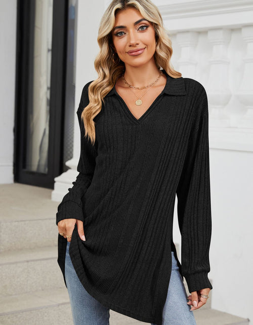 Load image into Gallery viewer, Slit Johnny Collar Long Sleeve T-Shirt
