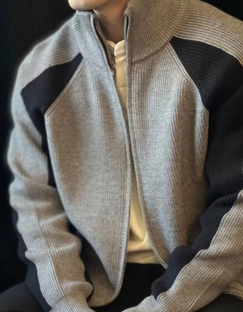 Load image into Gallery viewer, Men's Plus Size Zip Up Long Sleeve Cardigan
