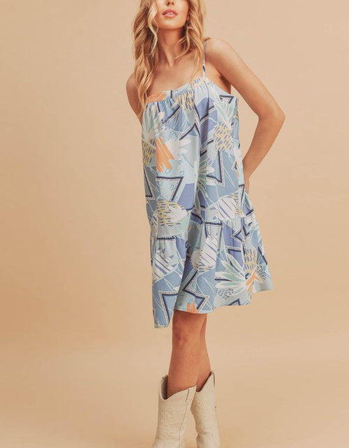 Load image into Gallery viewer, Aemi + Co Printed Ruffled Hem Square Neck Mini Cami Dress
