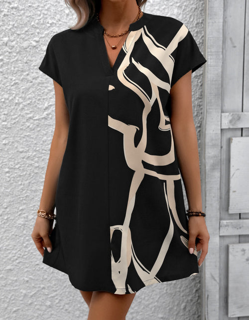 Load image into Gallery viewer, Ivy Lane Printed Notched Short Sleeve Dress

