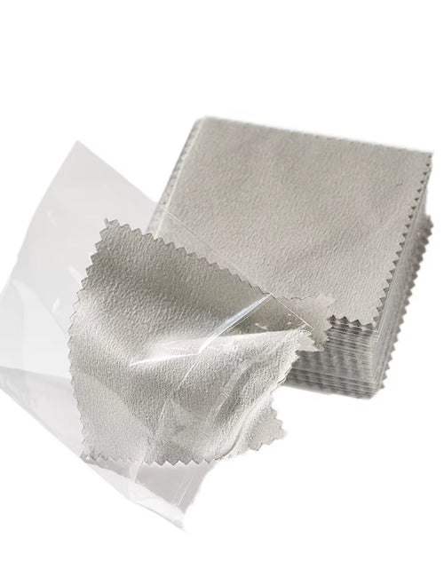 Load image into Gallery viewer, 50Pcs Individually Silver Cleaner Polishing Jewelry Cloth Napkin Tarnish Remover Tool with Package Ornaments for Silverware Gold

