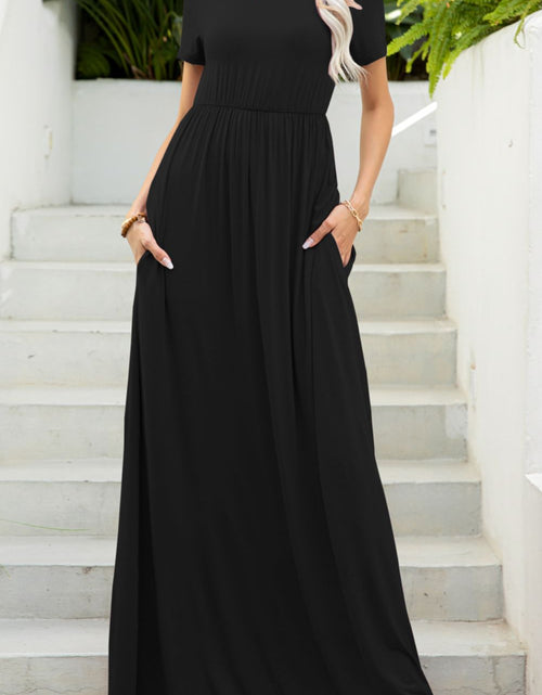 Load image into Gallery viewer, Round Neck Maxi Tee Dress with Pockets
