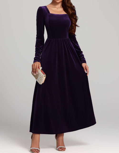 Load image into Gallery viewer, Velvet Square Neck Long Sleeve Dress
