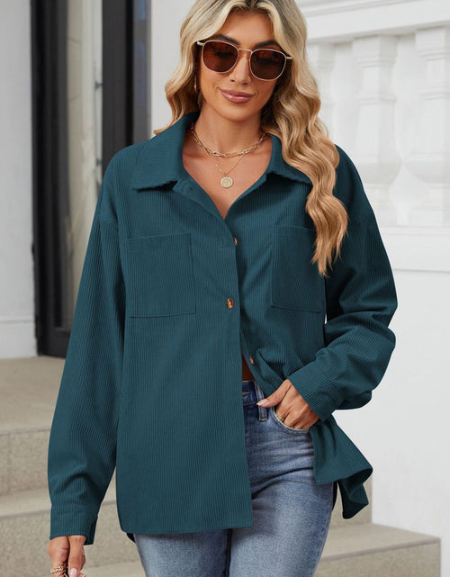 Load image into Gallery viewer, Button Up Dropped Shoulder Long Sleeve Outerwear

