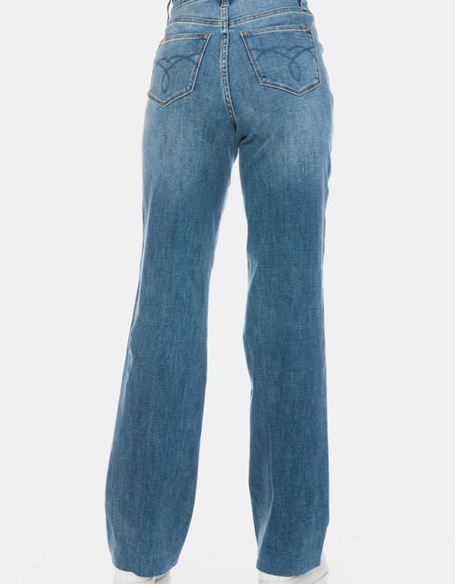 Load image into Gallery viewer, Judy Blue Full Size Tummy Control Cut Raw Hem Straight Jeans
