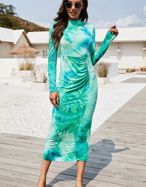 Load image into Gallery viewer, Tie Dye Mock Neck Long Sleeve Dress
