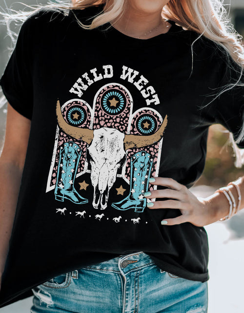 Load image into Gallery viewer, WILD WEST Graphic Short Sleeve Tee Shirt
