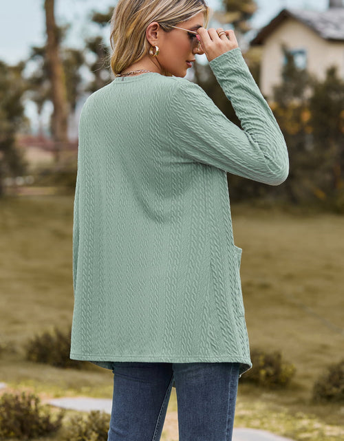 Load image into Gallery viewer, Cable-Knit Long Sleeve Cardigan with Pocket
