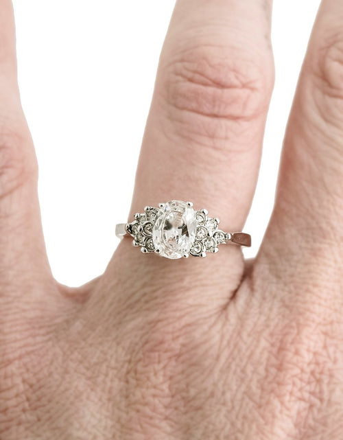 Load image into Gallery viewer, Vintage 1980's Cubic Zirconia Ring with Clear Austrian Crystals 18k Yellow Gold Electroplated by PVD Vintage Jewelry
