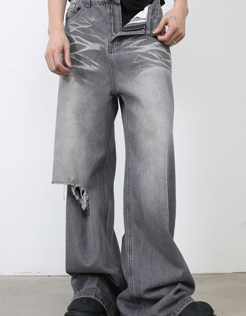 Load image into Gallery viewer, Men's Distressed Wide Leg Jeans
