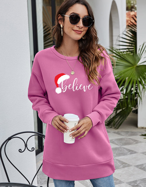 Load image into Gallery viewer, BELIEVE Graphic Tunic Sweatshirt
