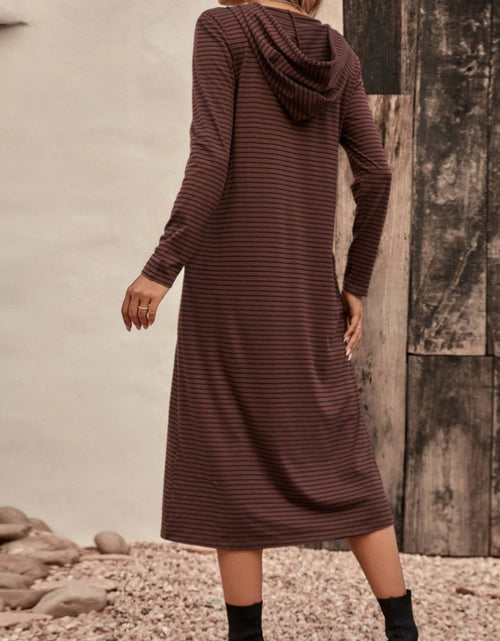 Load image into Gallery viewer, Striped Zip Front Hooded Dress
