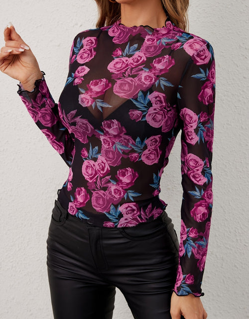 Load image into Gallery viewer, Floral Mock Neck Long Sleeve Top
