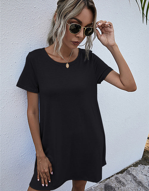 Load image into Gallery viewer, Round Neck Short Sleeve Mini Dress
