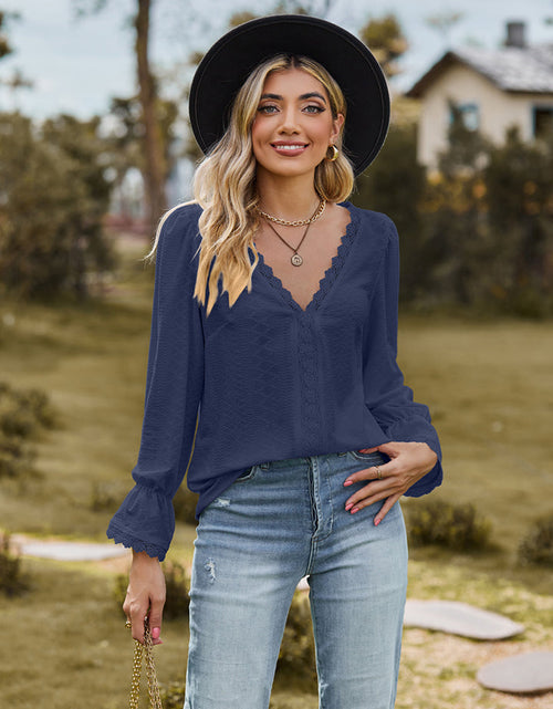 Load image into Gallery viewer, V-Neck Flounce Sleeve Blouse

