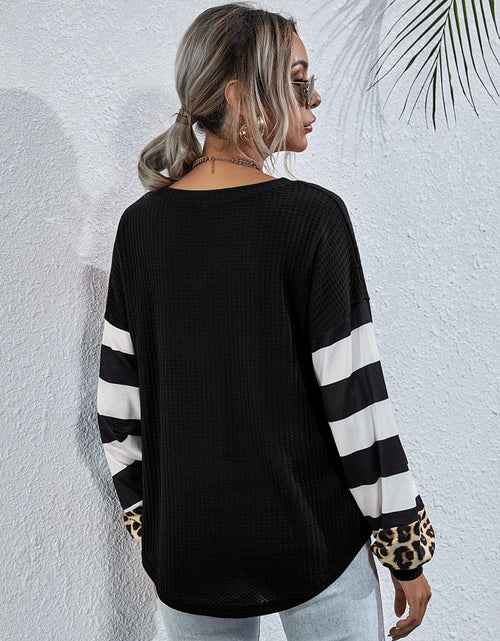 Load image into Gallery viewer, Leopard Striped Waffle-Knit Top
