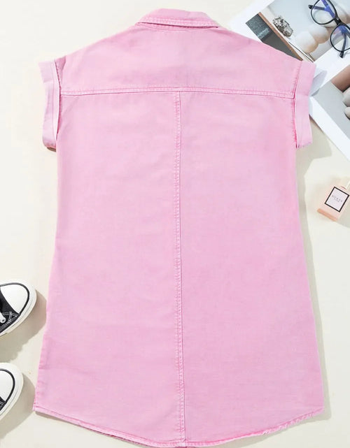 Load image into Gallery viewer, Button Down Short Sleeve Denim Dress
