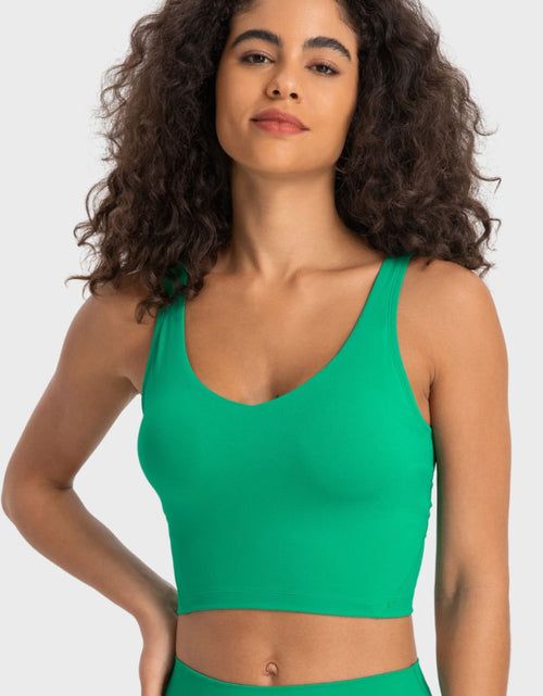 Load image into Gallery viewer, Millennia Deep V-Neck Crop Sports Bra

