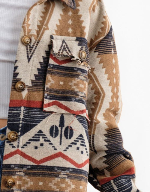 Load image into Gallery viewer, Geometric Button Up Long Sleeve Jacket
