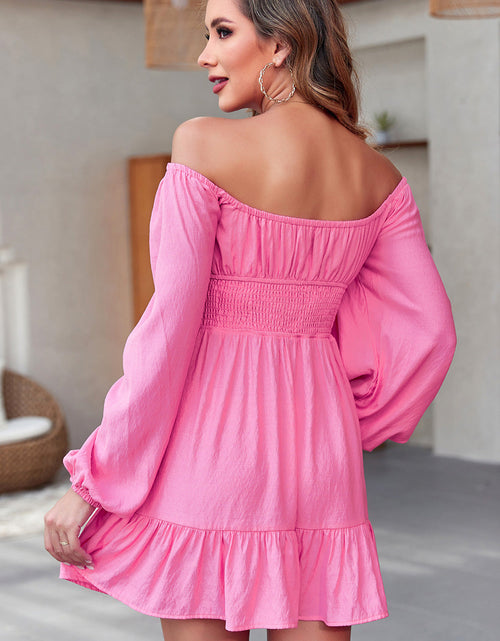 Load image into Gallery viewer, Smocked Balloon Sleeve Off-Shoulder Mini Dress
