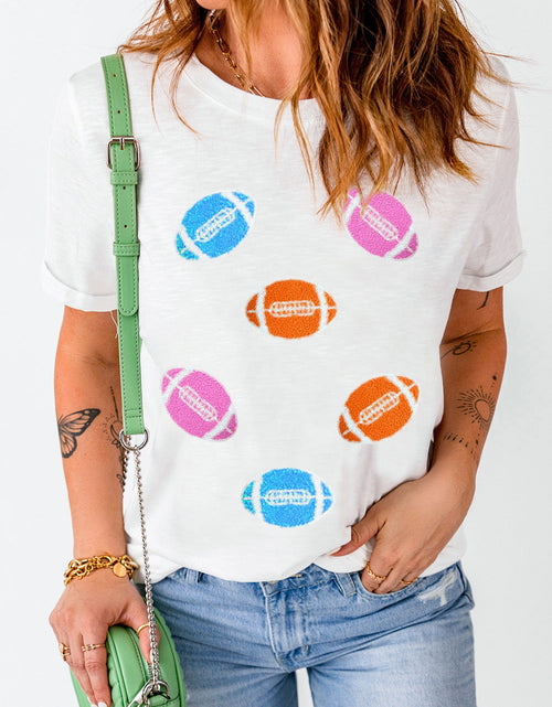 Load image into Gallery viewer, Football Round Neck Short Sleeve T-Shirt
