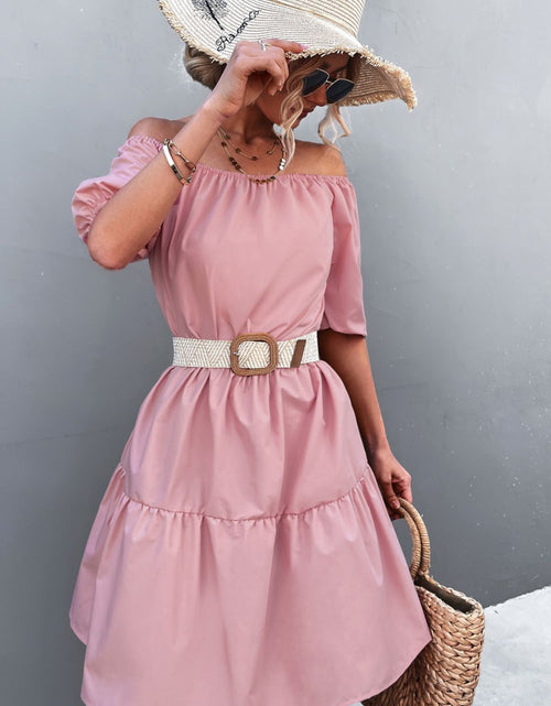 Load image into Gallery viewer, Square Neck Short Sleeve Mini Dress
