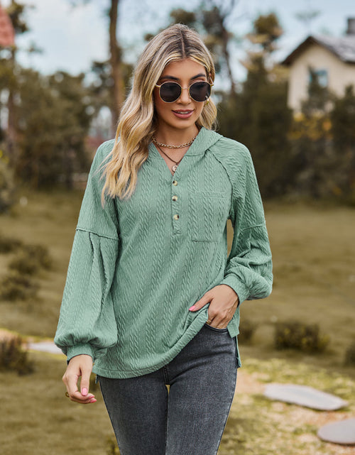 Load image into Gallery viewer, Cable-Knit Dropped Shoulder Hoodie

