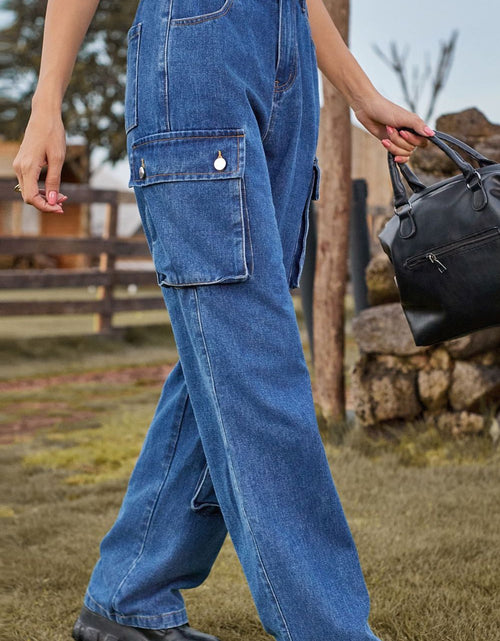 Load image into Gallery viewer, Loose Fit Long Jeans with Pockets
