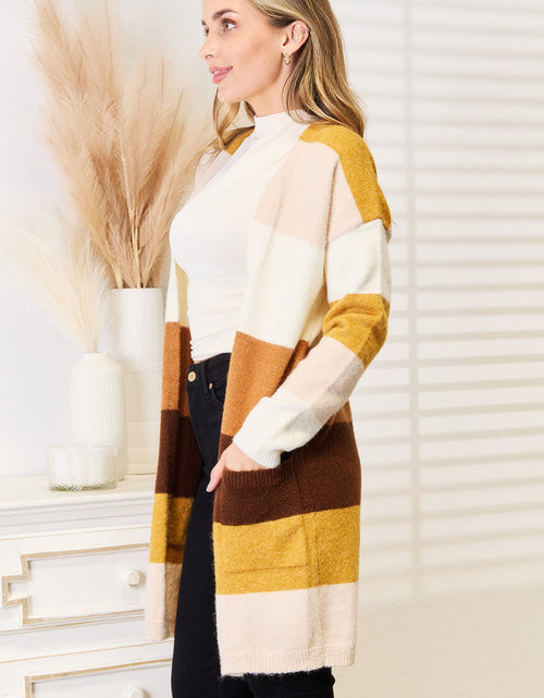 Load image into Gallery viewer, Woven Right Color Block Dropped Shoulder Cardigan
