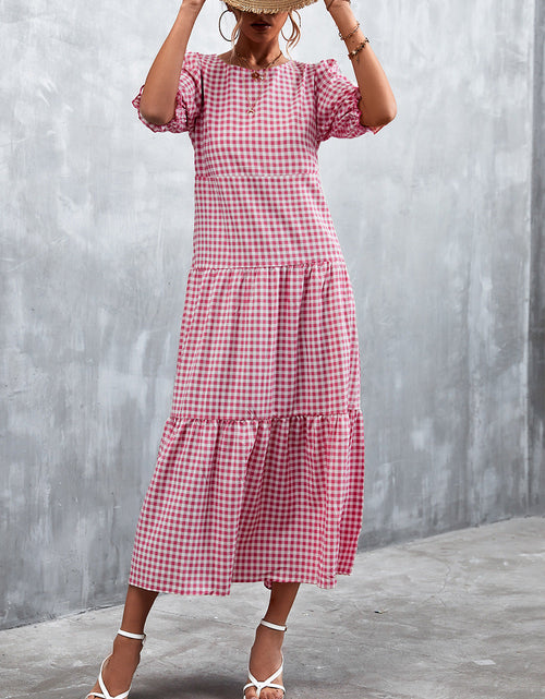 Load image into Gallery viewer, Printed Flounce Sleeve Tiered Dress
