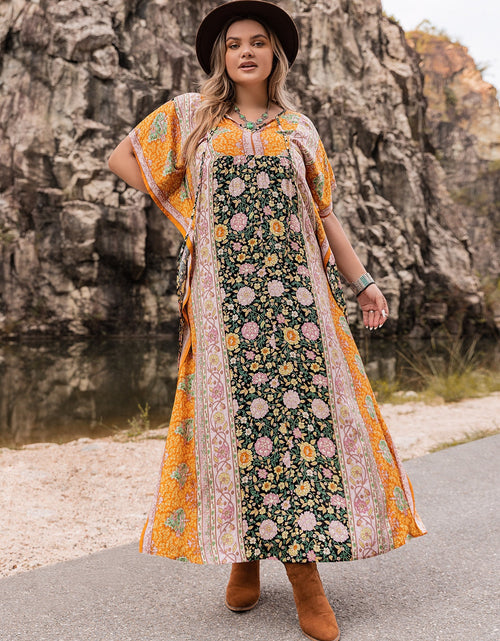 Load image into Gallery viewer, Plus Size Tie Neck Maxi Dress
