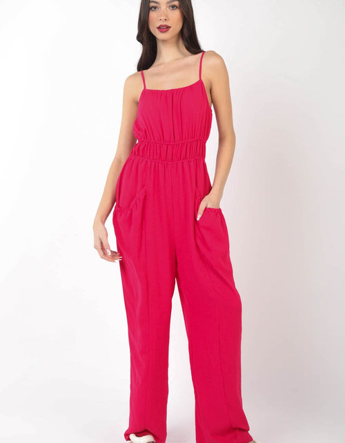 Load image into Gallery viewer, VERY J Pintuck Detail Woven Sleeveless Jumpsuit

