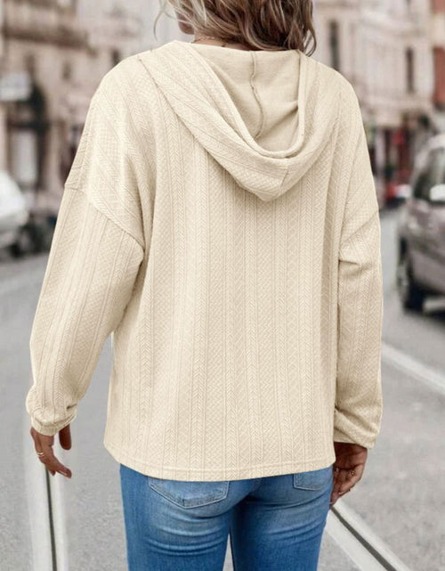 Load image into Gallery viewer, Drawstring Dropped Shoulder Long Sleeve Hoodie

