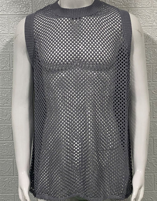 Load image into Gallery viewer, Men's Round Neck Hollow Out Sleeveless Knit Top
