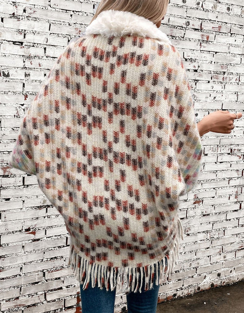 Load image into Gallery viewer, Fringe Fuzzy Open Front Poncho
