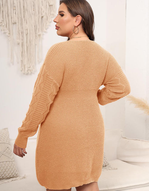 Load image into Gallery viewer, Plus Size Dropped Shoulder Long Sleeve Knit Mini Dress
