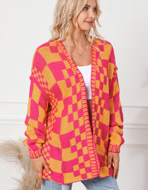 Load image into Gallery viewer, Contrast Exposed Seam Open Front Cardigan
