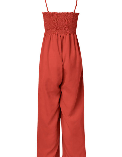 Load image into Gallery viewer, Smocked Spaghetti Strap Wide Leg Jumpsuit
