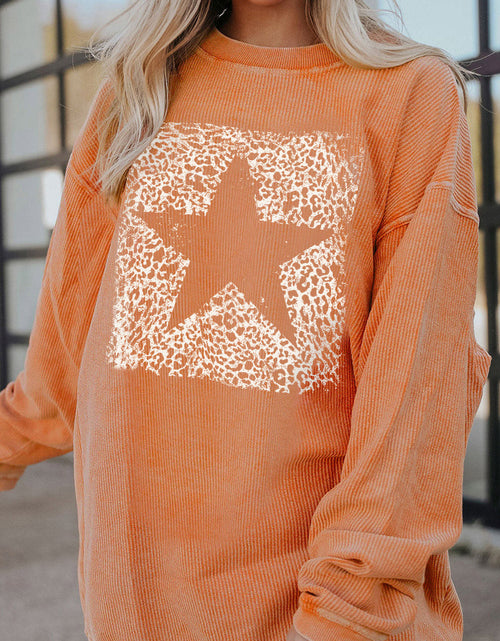 Load image into Gallery viewer, Star Round Neck Long Sleeve Oversize Sweatshirt
