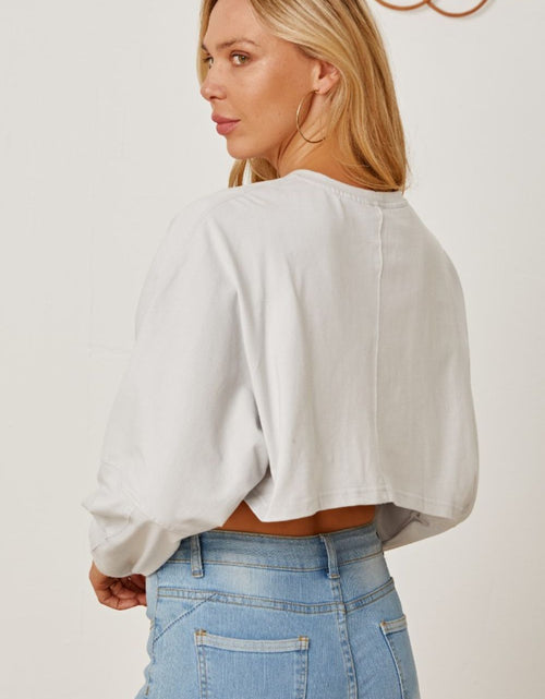 Load image into Gallery viewer, Round Neck Dropped Shoulder Cropped Sweatshirt
