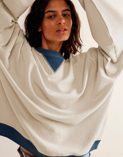 Load image into Gallery viewer, Mandy Contrast Trim Round Neck Long Sleeve Sweatshirt

